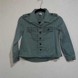 Girls military style green denim jacket with lace detail size 10/12 medium